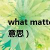 what matters是什么意思（matters是什么意思）