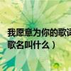 我愿意为你的歌词是什么歌（歌词是:我愿意为你我愿意为你歌名叫什么）