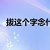 拔这个字念什么（拔字读什么拨字读什么）