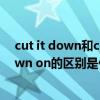 cut it down和cut down it的区别（cut down 和 cut down on的区别是什么啊）