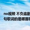 no视频 不负追剧好时光（歌词“No No No No No”有这句歌词的是哪首歌谁唱的）