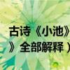 古诗《小池》全部解释开的意思（古诗《小池》全部解释）