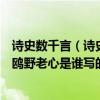 诗史数千言（诗史数千言秋天一鹄先生骨草堂三五里春水群鸥野老心是谁写的什么年代人）