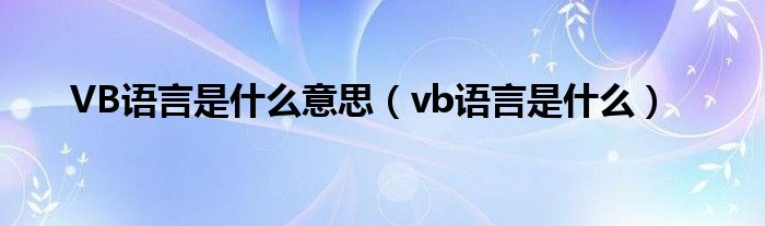 VB语言是什么意思（vb语言是什么）