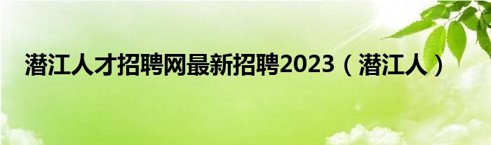 潜江人才招聘网最新招聘2023（潜江人）