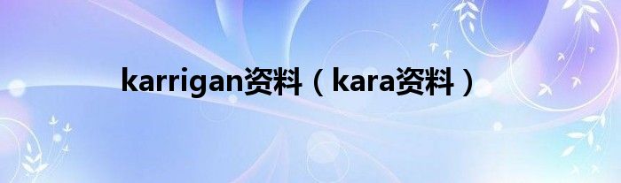 karrigan资料（kara资料）