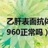 乙肝表面抗体960是不是很高（乙肝表面抗体960正常吗）