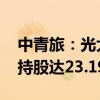 中青旅：光大集团累计增持1.07%股份 合计持股达23.19%