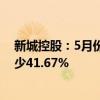 新城控股：5月份合同销售金额约41.02亿元 比上年同期减少41.67%