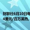 财联社6月10日电，美国天然气期货日内大涨6%，现报3.094美元/百万英热。