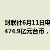 财联社6月11日电，日月光投资控股股份有限公司5月销售额474.9亿元台币，同比增长2.7％。