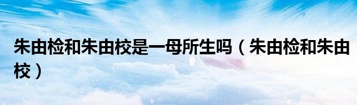 朱由校与朱由检谁更厉害（朱由检和朱由校是什么关系）