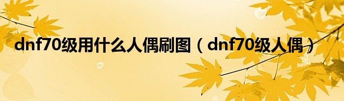 dnf人偶盘点（dnf人偶哪个适合刷图从初级开始）