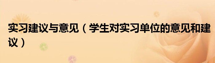 实习生对实习单位的建议怎么写（实习建议与意见）