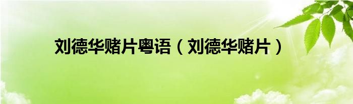 刘德华主演的赌片（赌片1刘德华）