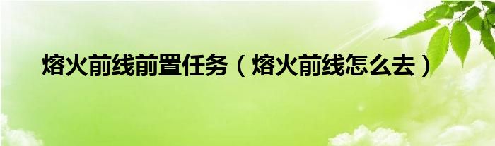 熔火前线任务怎么开启（熔火前线开门任务）