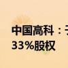 中国高科：子公司拟公开挂牌转让万顺达89.33%股权