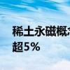 稀土永磁概念股早盘调整 龙磁科技等多股跌超5%