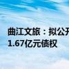 曲江文旅：拟公开挂牌转让全资子公司唐邑公司40%股权及1.67亿元债权