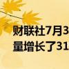 财联社7月3日电，大众美国第二季度汽车销量增长了31%。