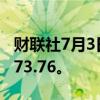 财联社7月3日电，欧元兑日元升至创纪录的173.76。