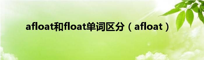 afro英文（afloat英语）