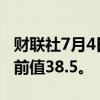 财联社7月4日电，德国6月建筑业PMI 39.7，前值38.5。