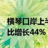 横琴口岸上半年出入境客流约1042万人次 同比增长44%