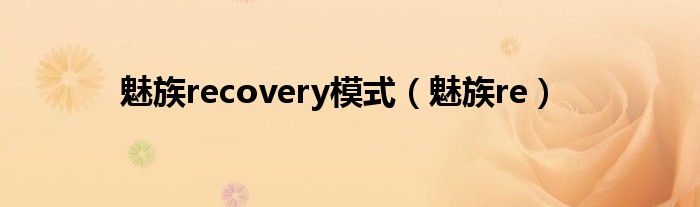 魅族手机recovery怎么退出（魅族手机Recovery模式）