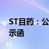 ST目药：公司及相关人员收到浙江证监局警示函