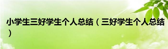 小学三好学生个人总结100字（小学三好学生个人简介）