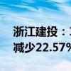 浙江建投：1月至6月累计新签合同金额同比减少22.57%