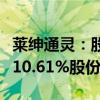 莱绅通灵：股东沈东军拟以协议转让方式减持10.61%股份