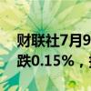 财联社7月9日电，富时A50期指连续夜盘收跌0.15%，报11816.000点。