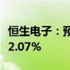 恒生电子：预计2024年上半年净利同比减少92.07%