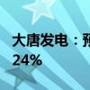 大唐发电：预计上半年净利同比增长85%至124%