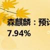 森麒麟：预计上半年净利同比增长64.95%-97.94%