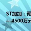 ST加加：预计2024年上半年亏损2800万元—4500万元