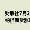 财联社7月22日电，美股股指期货周一高开，纳指期货涨0.2%。