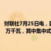 财联社7月25日电，国家能源局称，2024年上半年新增并网容量10248 万千瓦，其中集中式光伏电站4960万千瓦，分布式光伏5288万千瓦。