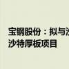 宝钢股份：拟与沙特阿拉伯国家石油公司等共同投建和运营沙特厚板项目