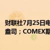 财联社7月25日电，COMEX期银跌超2%，现报28.73美元/盎司；COMEX期金下跌1%，报2391.5美元/盎司。