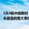 5天4板中旗新材：公司、控股股东及实控人不存在应披露而未披露的重大事项