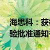 海思科：获得HSK39004吸入混悬液临床试验批准通知书