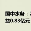 国中水务：2023年度对北京汇源确认投资收益0.83亿元