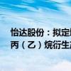 怡达股份：拟定增募资不超2.44亿元 用于年产22万吨环氧丙（乙）烷衍生产品技改项目