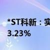 *ST科新：实际控制人变更 连宗盛间接持股33.23%