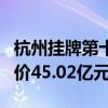 杭州挂牌第十一批次住宅用地 4宗地块起始总价45.02亿元