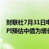 财联社7月31日电，日本央行表示，委员会2024财年核心CPI预估中值为增长2.5%，4 月为增长2.8%。