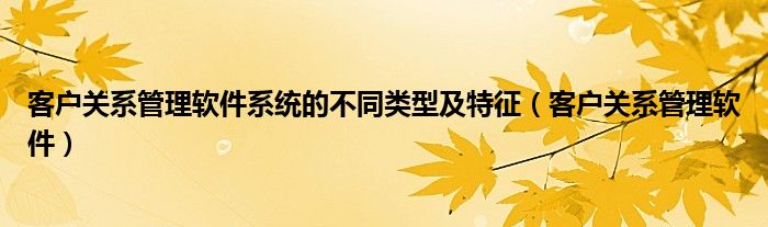 什么是客户关系管理软件（客户关系管理软件应具备哪些功能）